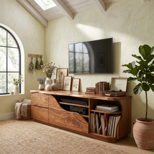 Organic Modern Media Console Vinyl Storage Cabinet