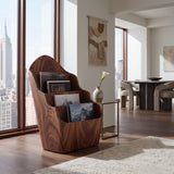 Organic Wooden Curved Tiered Magazine Rack For Living Room