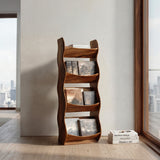 Modern Natural Wood Tall Magazine Rack For Living Storage