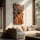 Rustic Wooden Wall Clock With Carved Design For Home