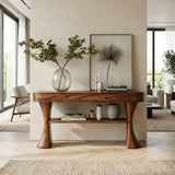 Scandinavian Sculptural Wood Console Table For Entryway
