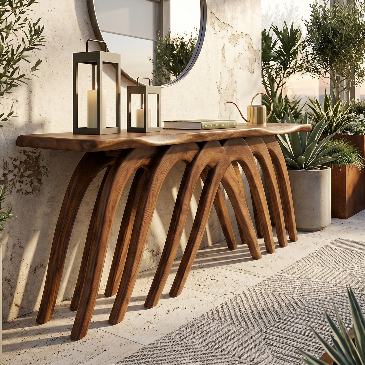Modern Flowing Console Table Luxury Living Room