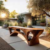 Minimalist Natural Wood Outdoor Bench For Patio Seating