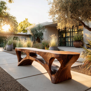 Minimalist Natural Wood Outdoor Bench For Patio Seating