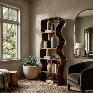Organic Standing Shelf With Flowing Edges For Living Room