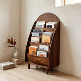Contemporary Wooden Arched Magazine Rack With Tiers For Living Room