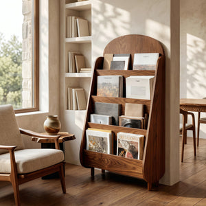 Contemporary Wooden Rounded Arch Magazine Rack For Reading Corner