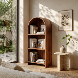 Minimalist Wooden Magazine Rack With Arched Form For Living
