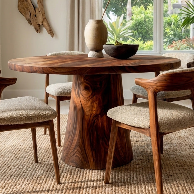 Minimalist Wooden Sculptural Dining Table For Dining Room