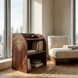 Contemporary Wood Magazine Rack With Carved Edges For Reading Corner