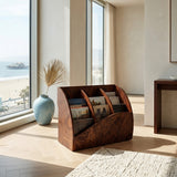 Contemporary Wooden Triple Section Magazine Rack For Living Room