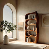 Handcrafted Sculptural Wooden Standing Shelf For Home Decor