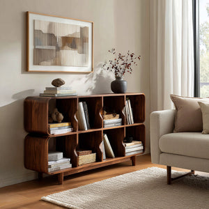 Mid Century Wood Rounded Edges Magazine Rack For Living Room