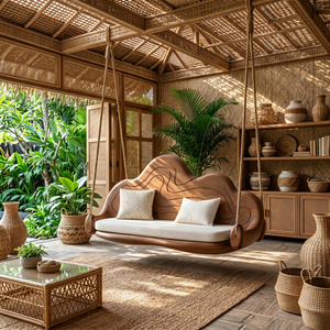 Scandinavian Sculptural Back Swing Open Lounge Interior Space