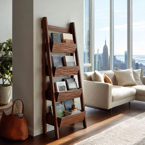 Contemporary Wooden Ladder Magazine Rack For Living Room