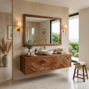 Modern Bathroom Vanity With Exquisitely Carved Front For Spa Bathroom
