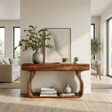 Minimalist Console Table With Curved Base Frame For Entryway