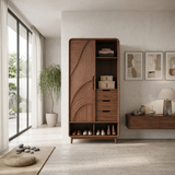 Mid Century Curved Profile Closet For Modern Bedroom Space