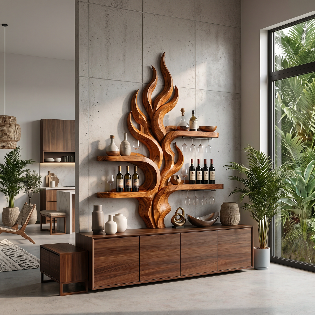 Handcrafted Organic Modern Wine Holder For Home Bar