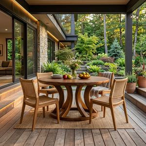 Contemporary Round Dining Table With Curved Unique Base For Dining