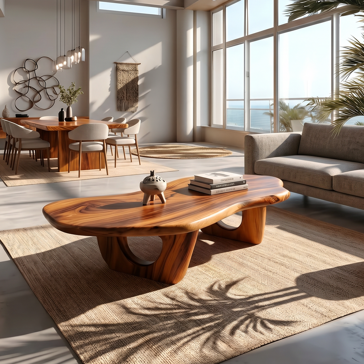 Mid Century Live Edge Coffee Table Solid Wood Furniture Decor