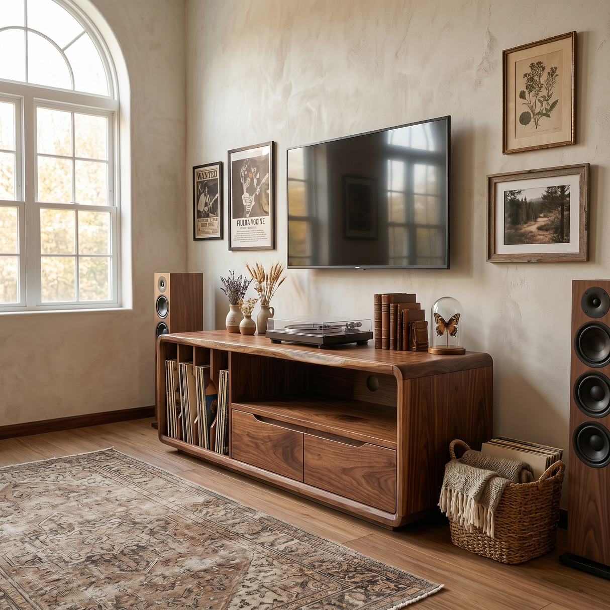 Handmade Wooden TV Cabinet Organic Curved Form
