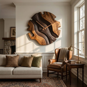 Elegant Sculptural Wooden Wall Clock For Living Room