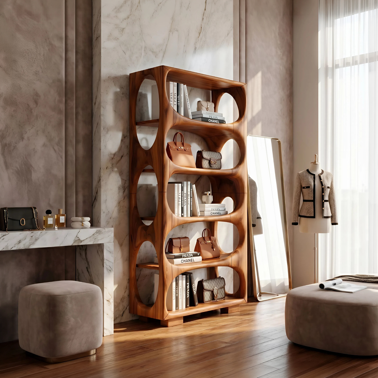 Minimalist Artistic Bookcase Storage Organizer For Bedroom Area