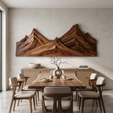 Rustic Mountain Wall Art Triptych Carving For Bedroom And Living Room