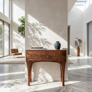 Organic Wooden Tapered Console Table For Living Room