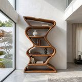 Modern Sculptural Bookshelf With Seamless Tiers For Living Room