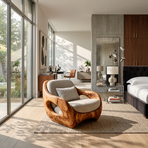 Artistic Organic Lounge Seating Open Carved Frame For Living Room