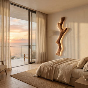 Modern Live Edge Wooden Wall Lamp For Bedroom