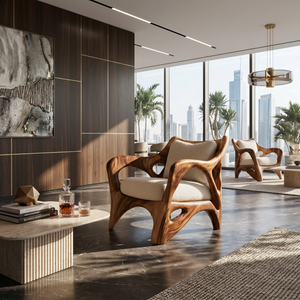 Modern Sculptural Lounge Chair for Sophisticated Wine Room Interiors