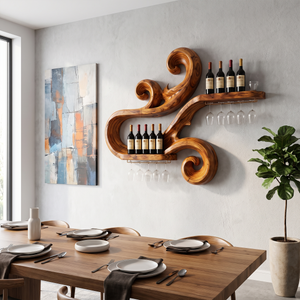 Handcrafted Scandinavian Wine Display Rack For Living Room