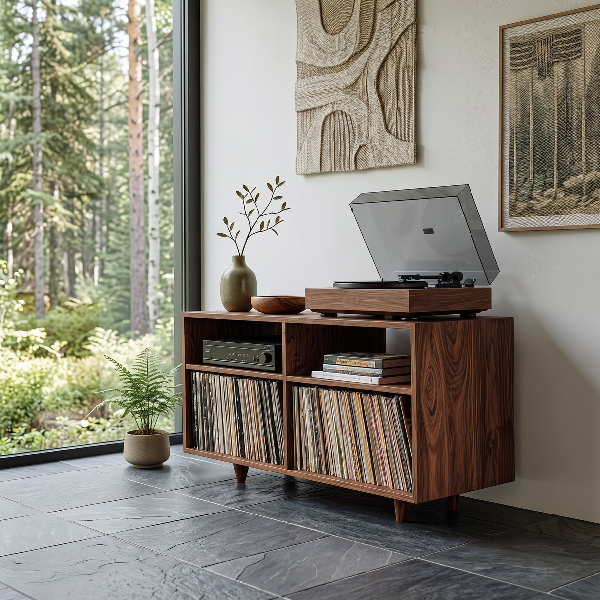 Minimalist Wooden Record Player Cabinet For Home Decor