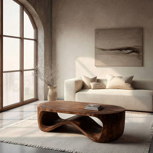 Modern Sculptural Wood Coffee Table For Living Room