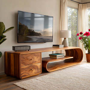 Modern TV Stand With Rounded Form For Living Room Space