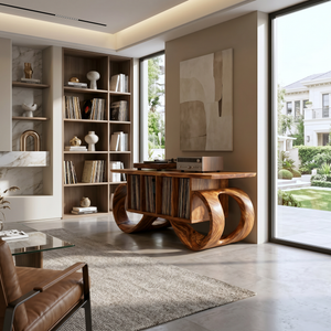 Sculptural Loop Record Player Console Creative Studio