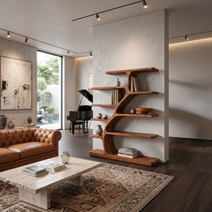 Organic Modern Bookshelf With Flowing Curves For Home Decor