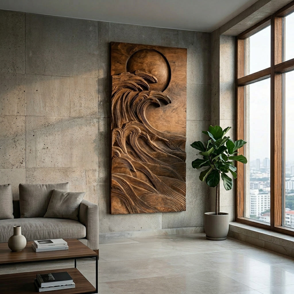 Modern Coastal Ocean Wave Wood Wall Art For Home Decor