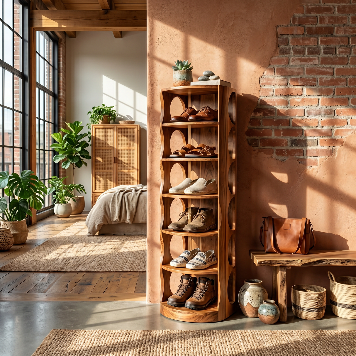 Mid Century Vertical Shoe Rack For Hallway Closet Placement