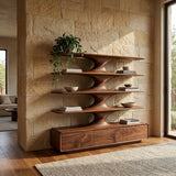 Organic Bookshelf With Twisted Tiers For Home Library