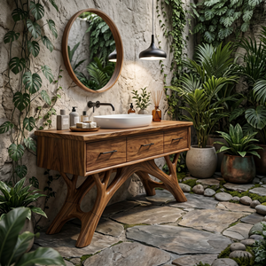 Modern Monkeypod Wood Sink Vanity For Urban Bathroom