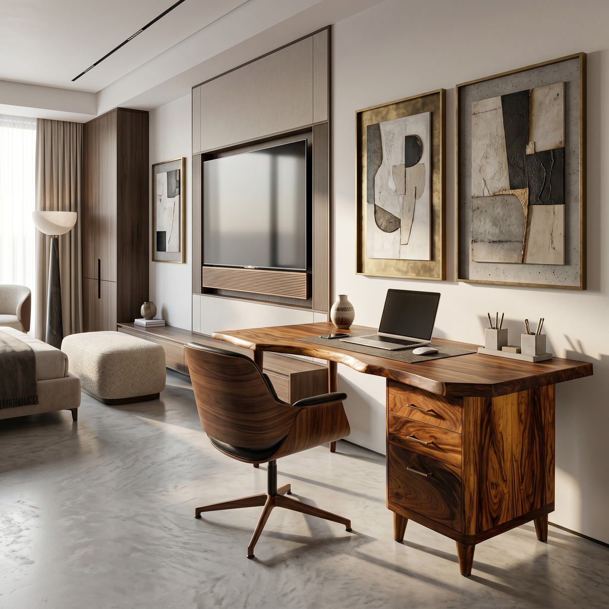 Urban Writing Desk With Drawer Storage For Apartment Office