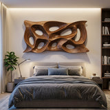 Modern Sculptural Wall Art With Abstract Carved Panel For Lounge