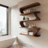 Contemporary Wood Wall Bathroom Shelf For Bathroom Decor