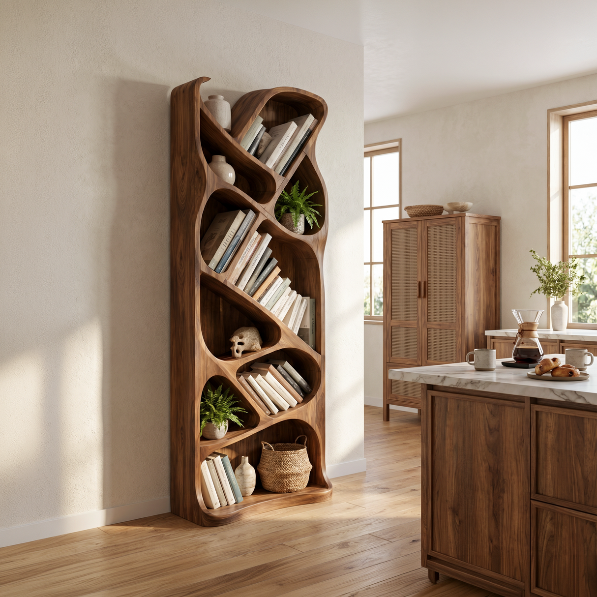 Mid Century Open Bookcase For Modern Interior