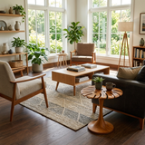 Sculptural Wood Side Table With Leaf Shape Top For Living