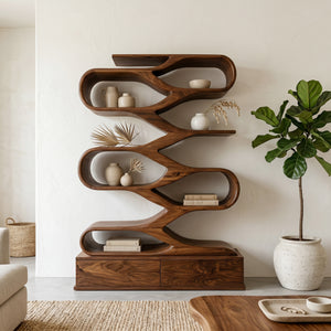 Modern Curved Display Bookshelf For Home Office